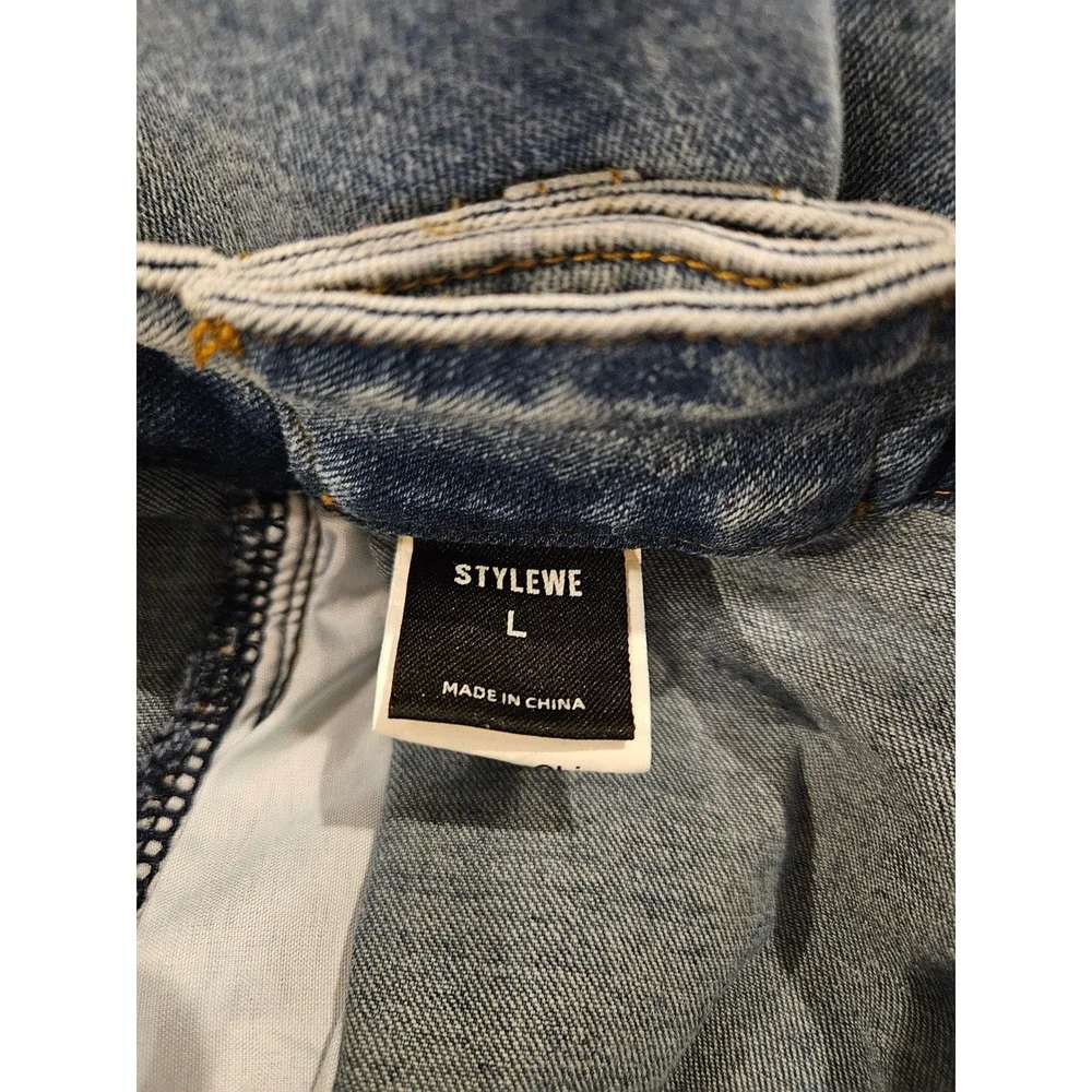 Stylewe High Waist Wide Barrel Leg Jeans Pleated Light Wash Jeans Size Large - Picture 6 of 10